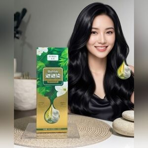 Beirou Bubble 3 in 1 Black Hair Dye Shampoo - Total Gray Coverage - 200ml.